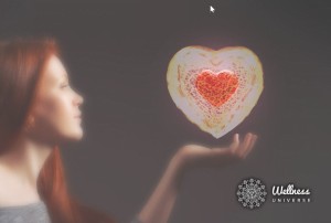Woman holding a heart in her hand