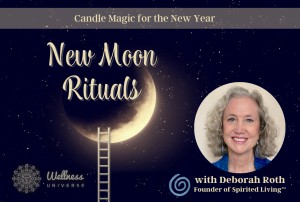 New moon with ladder and photo of Deborah Roth