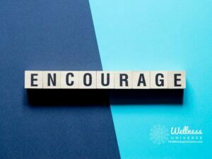 the word encourage with a blue background